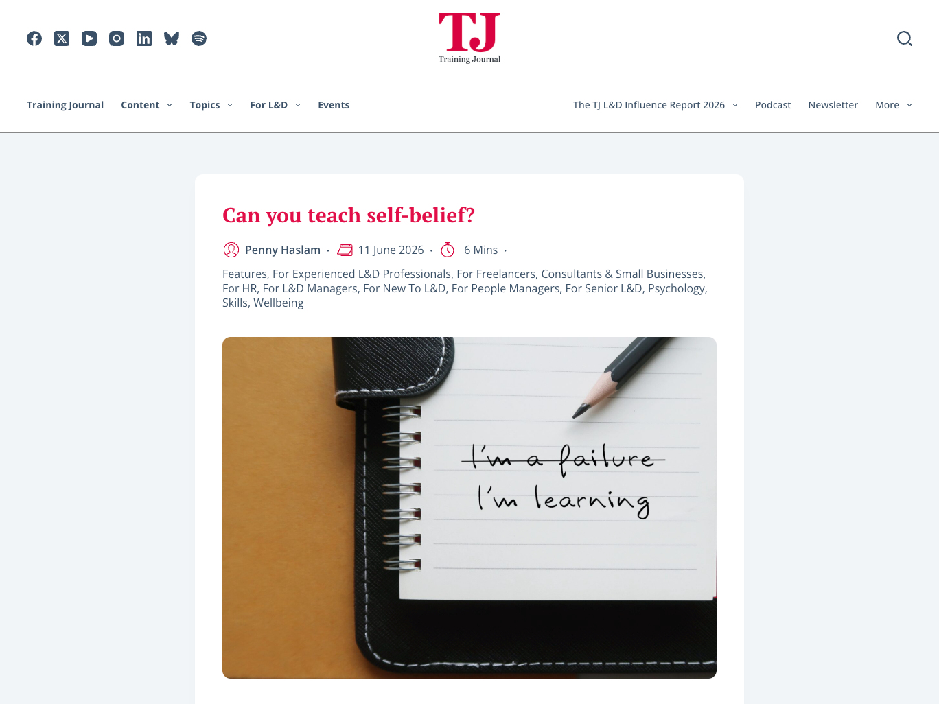 Featured image for “Training Journal – Can you teach self-belief?”