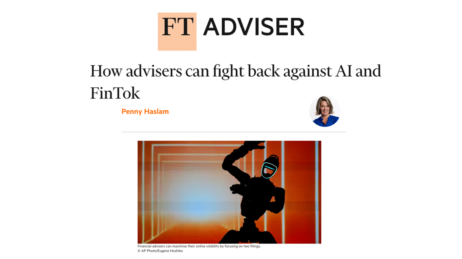Featured image for “FT Adviser – How advisers can fight back against AI and FinTok”
