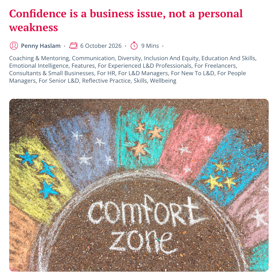 Training Journal - Article by Penny Haslam - Confidence is a business issue, not a personal weakness