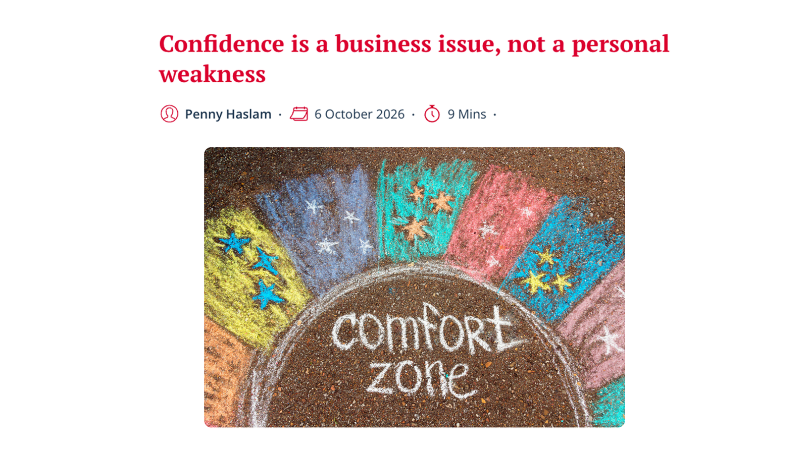 raining Journal - Penny Haslam Article on Confidence at Work